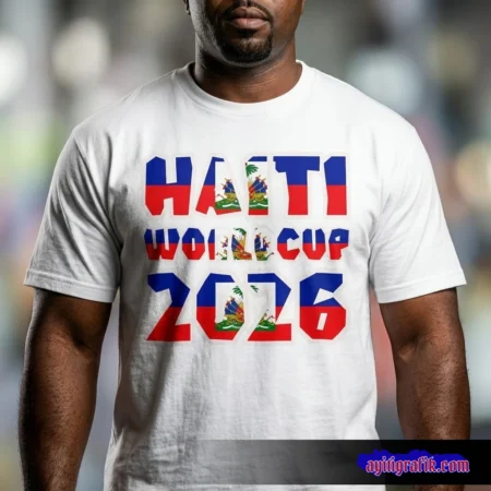 Design 2 - Haiti World Cup Flag Behind Text
